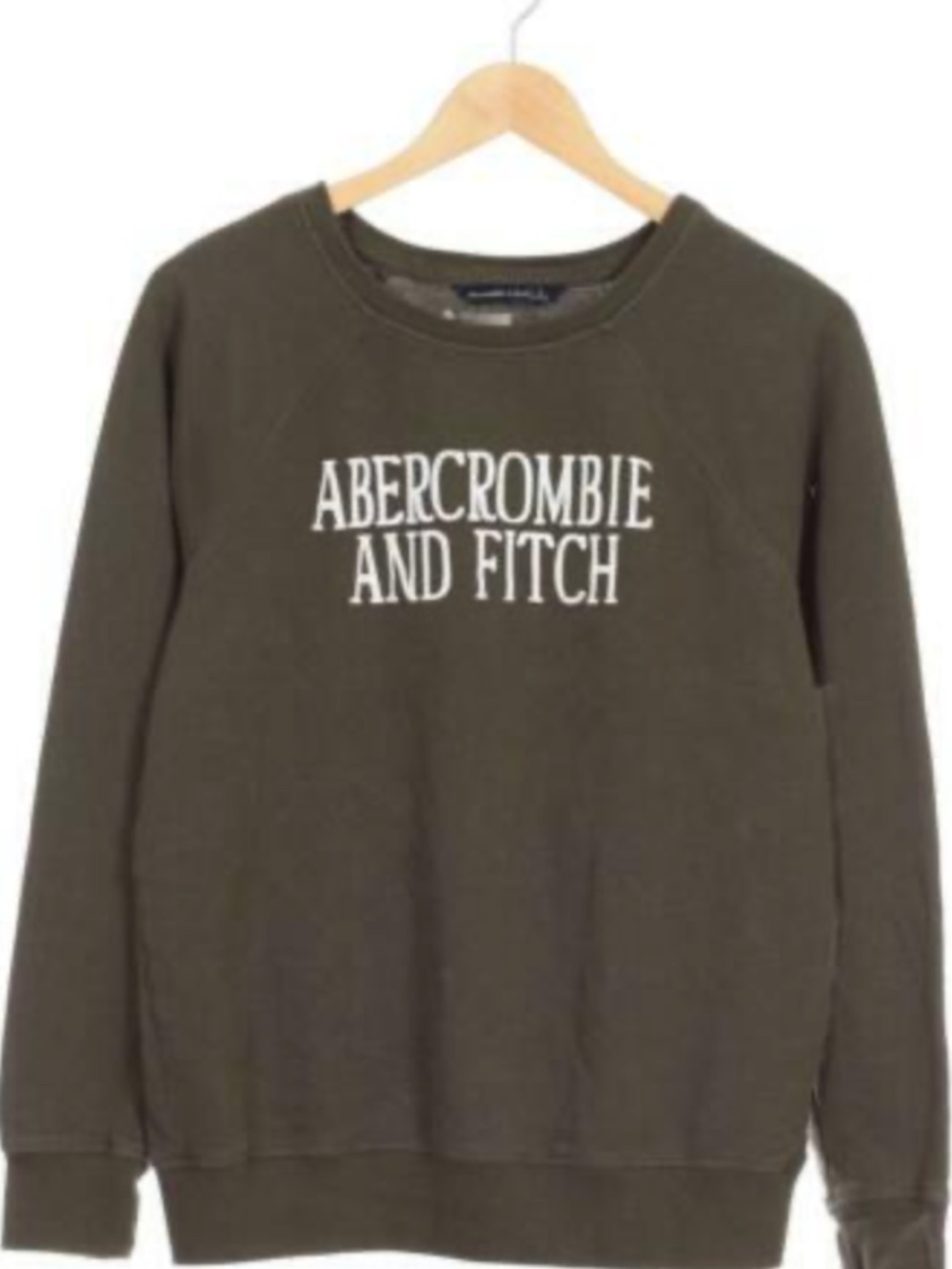 Abercrombie & Fitch Crewneck Sweatshirt Olive Green Logo Pullover S
